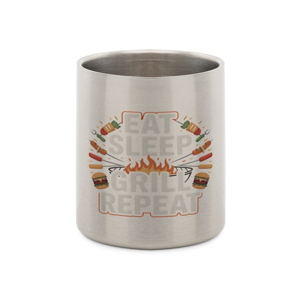 Eat Sleep Grill Repeat - Edelstahl - Tasse mit Karabiner | Mug | Meatware