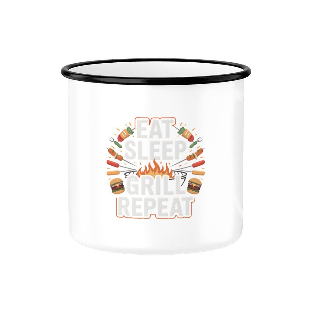 Eat Sleep Grill Repeat - Emaille Tasse | Mug | Meatware
