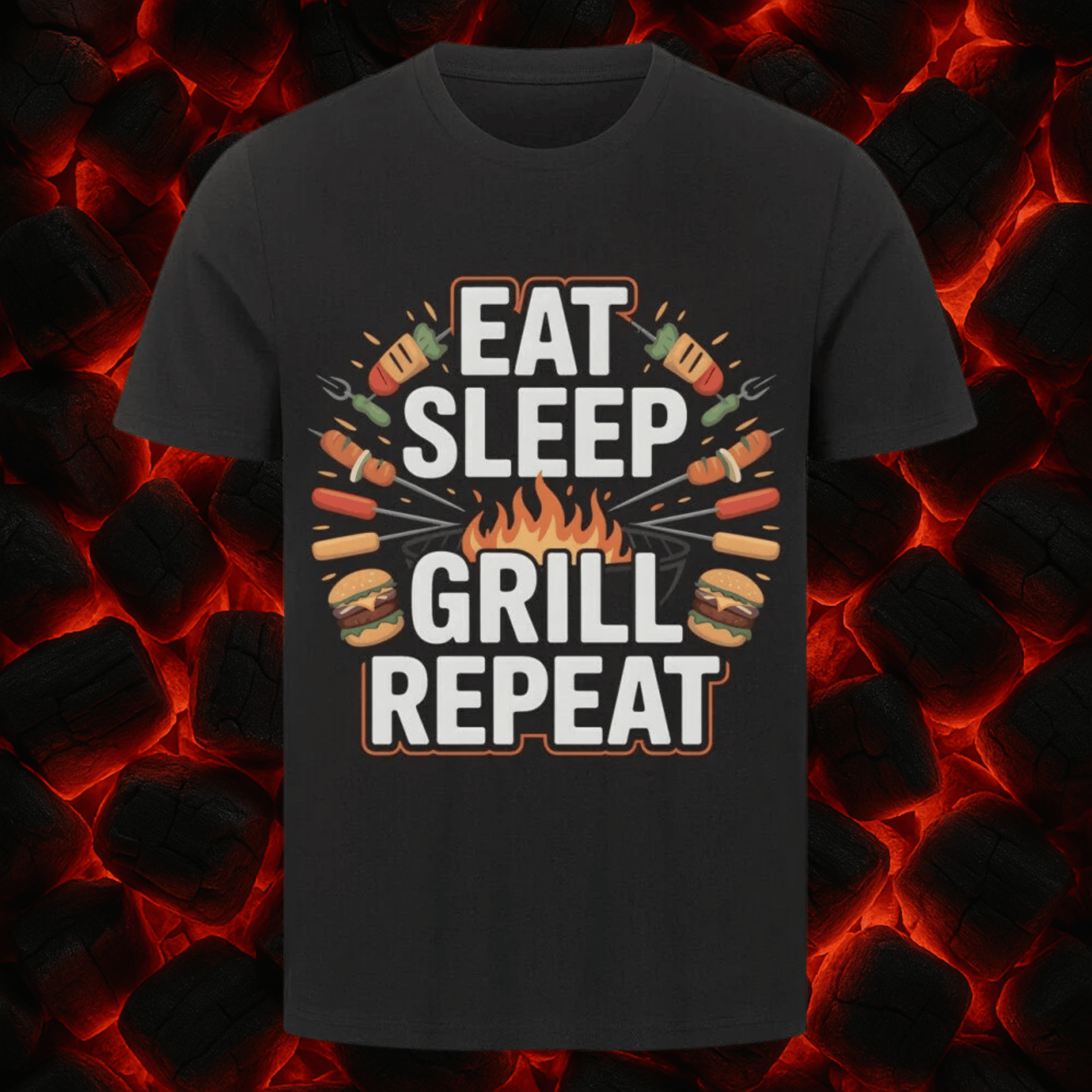 Eat Sleep Grill Repeat - HigherBlanks Premium T-Shirt | T-Shirt | Meatware