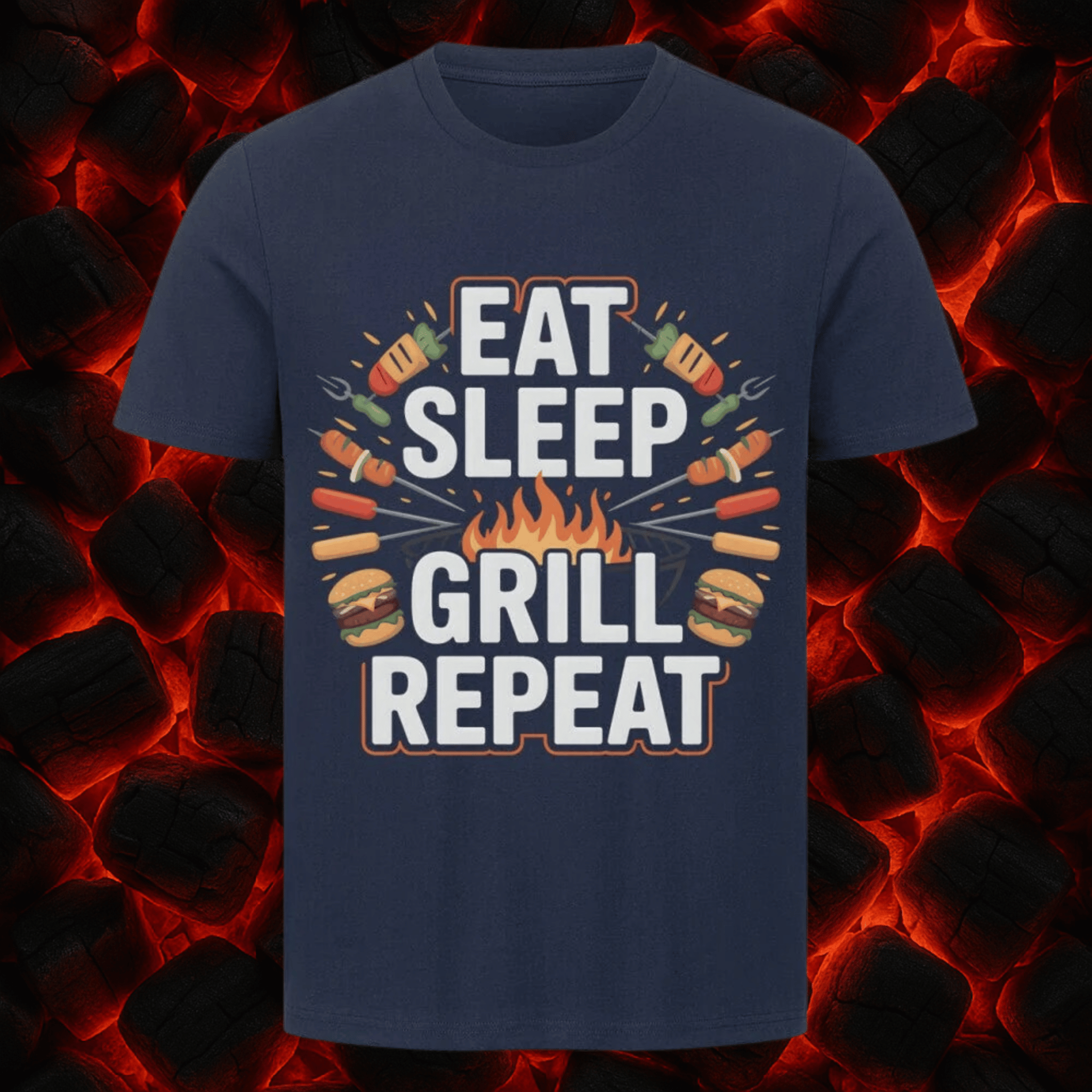 Eat Sleep Grill Repeat - HigherBlanks Premium T-Shirt | T-Shirt | Meatware