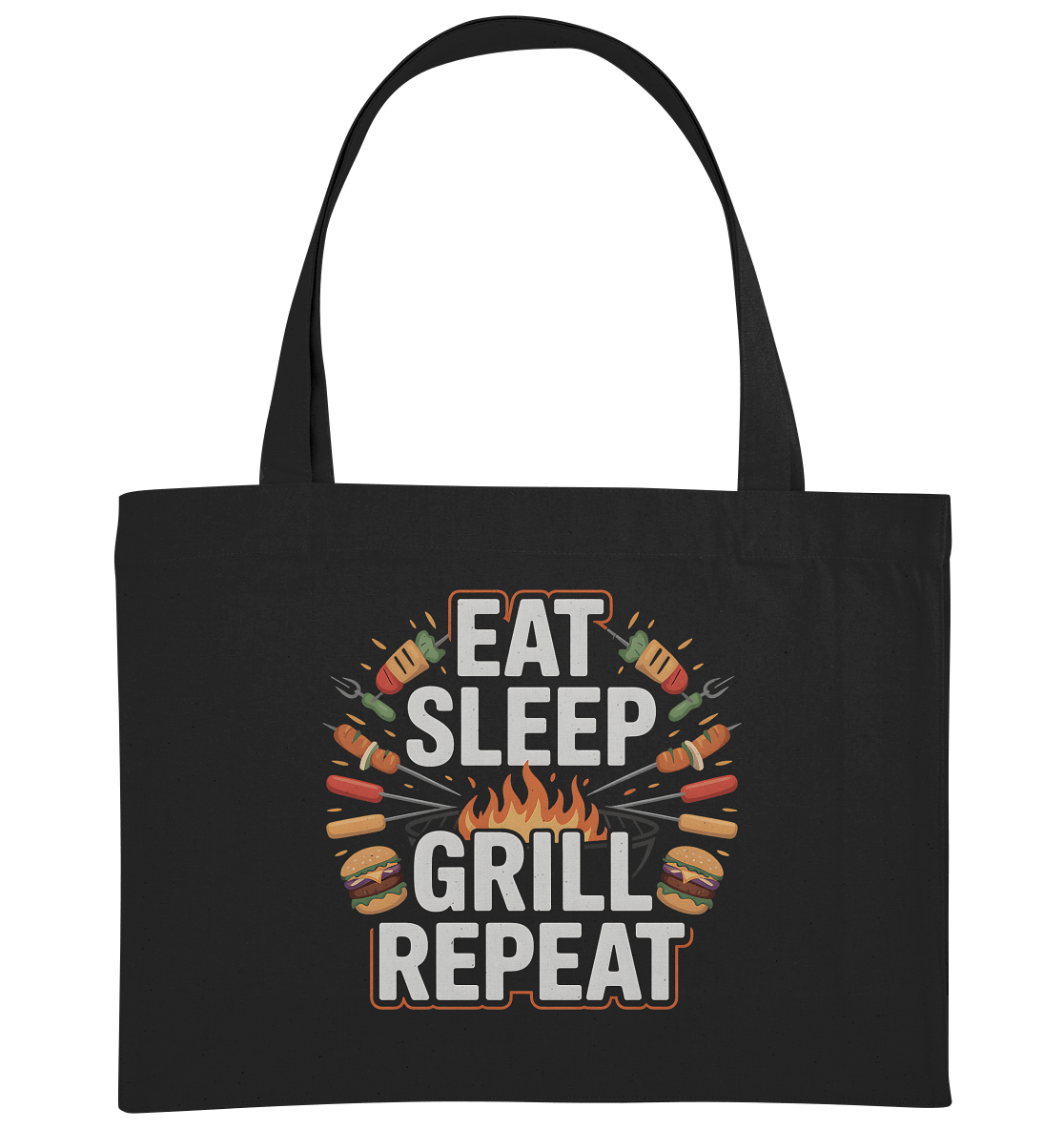 Eat Sleep Grill Repeat - Organic Shopping Bag - Organic Shopping - Bag | Taschen | Meatware