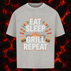 Eat Sleep Grill Repeat - VACANCY Oversized Shirt | T-Shirt | Meatware