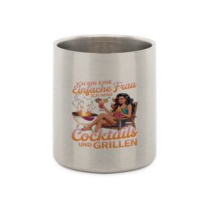 Einfache Frau - Cocktails und Grillen - Edelstahl - Tasse mit Karabiner | Mug | Meatware