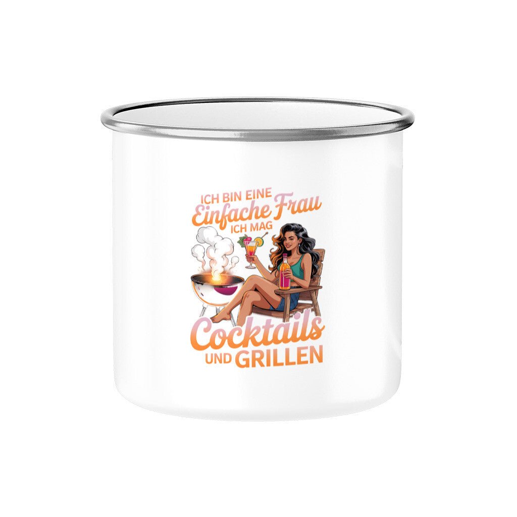 Einfache Frau - Cocktails und Grillen - Emaille Tasse | Mug | Meatware