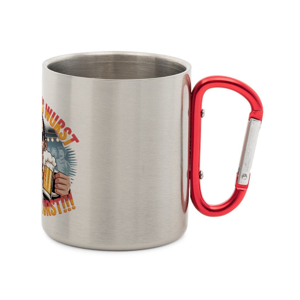 First comes the wurst then the Durst - Edelstahl - Tasse mit Karabiner | Mug | Meatware