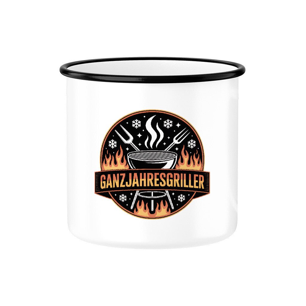 Ganzjahresgriller - Logo - Emaille Tasse | Mug | Meatware