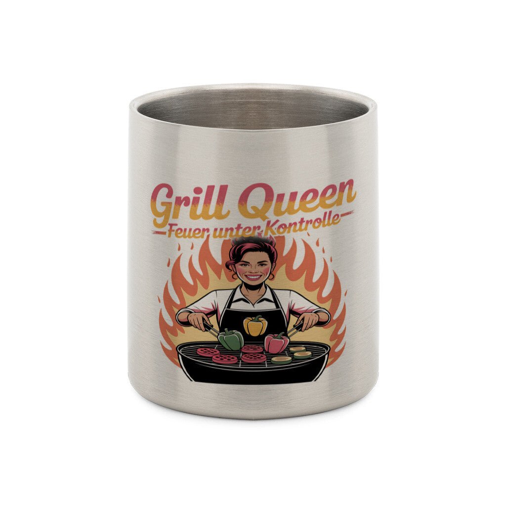 Grill Queen – Feuer unter Kontrolle - Edelstahl - Tasse mit Karabiner | Mug | Meatware