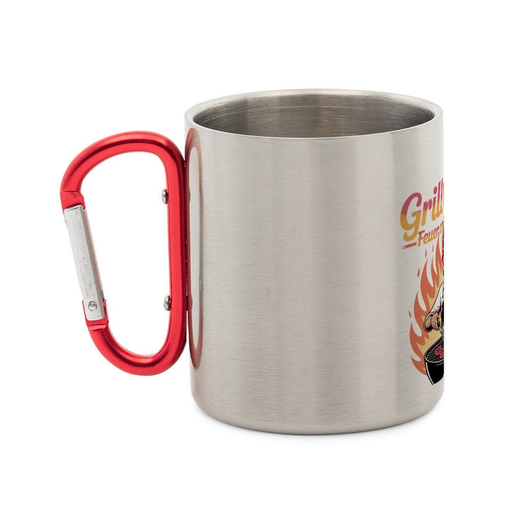 Grill Queen – Feuer unter Kontrolle - Edelstahl - Tasse mit Karabiner | Mug | Meatware