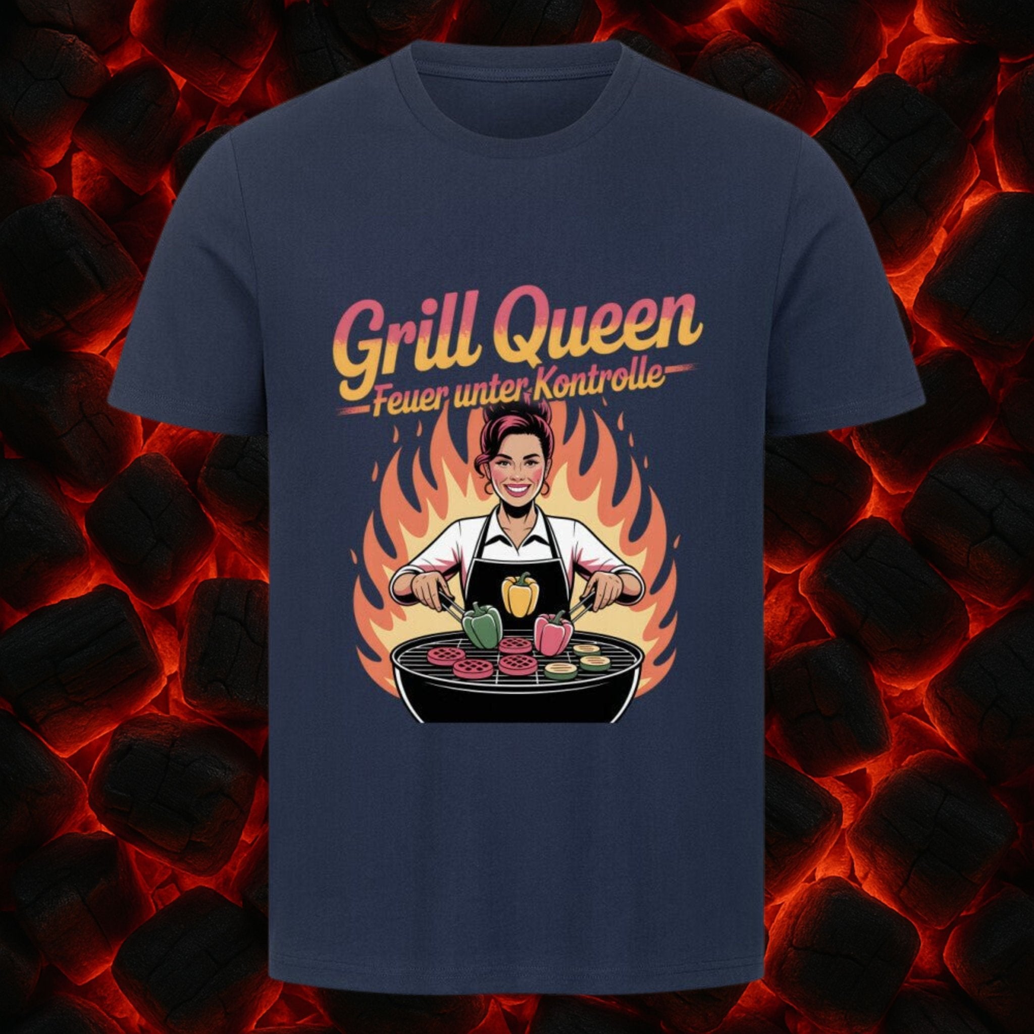 Grill Queen – Feuer unter Kontrolle - HigherBlanks Premium T-Shirt | T-Shirt | Meatware