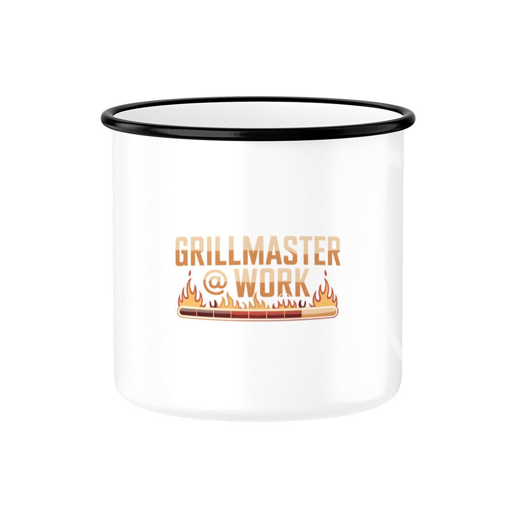 Grillmaster @Work - Edelstahl - Tasse mit Karabiner - Emaille Tasse | Mug | Meatware