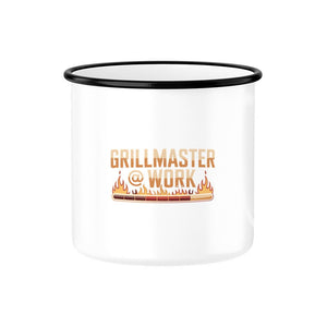 Grillmaster @Work - Edelstahl - Tasse mit Karabiner - Emaille Tasse | Mug | Meatware