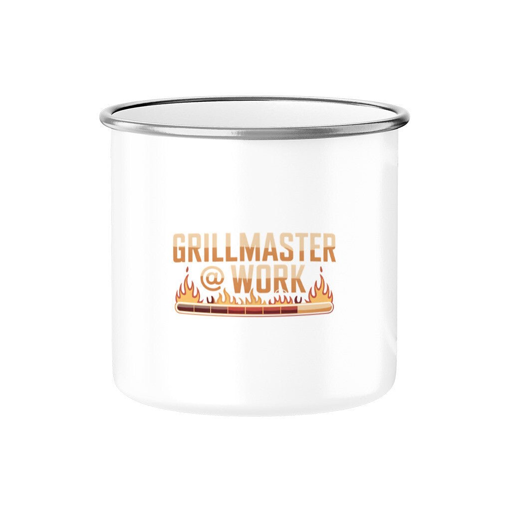 Grillmaster @Work - Edelstahl - Tasse mit Karabiner - Emaille Tasse | Mug | Meatware
