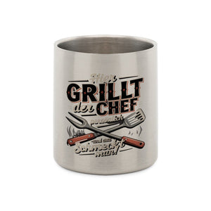 Hier grillt der Chef persönlich - Edelstahl - Tasse mit Karabiner | Mug | Meatware