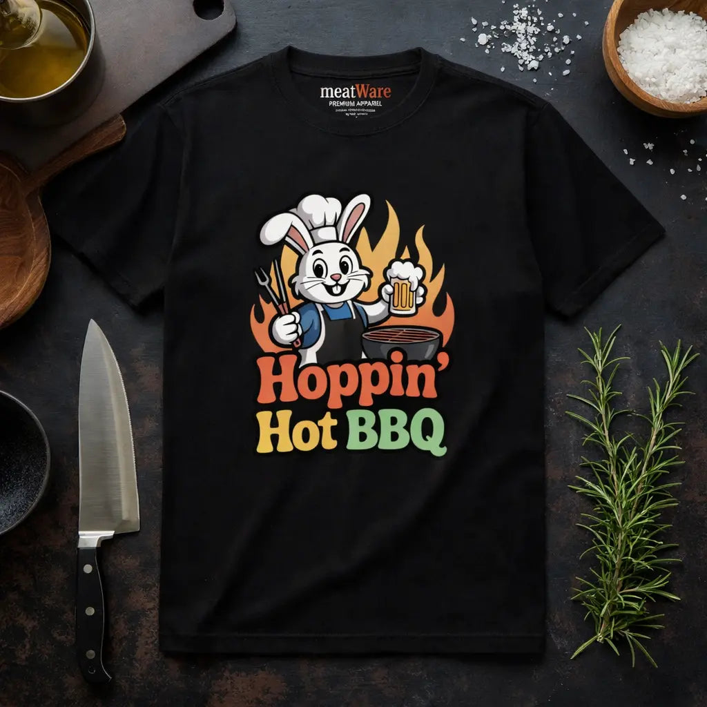 Hoppin' Hot BBQ T-Shirt – Lustiger Osterhase Grillmeister | Meatware®