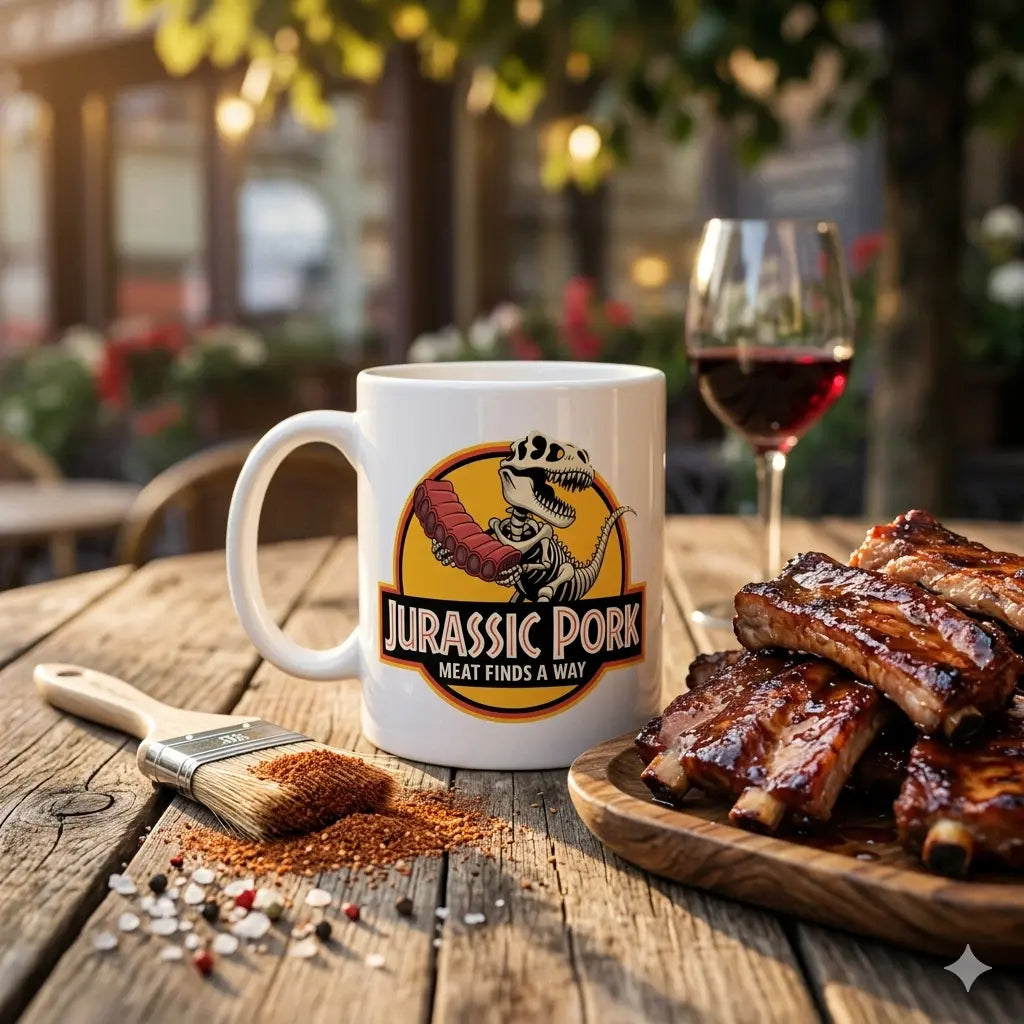 🦖🔥 Jurassic Pork – Ceramic Mug for Grill Masters with a Sense of Humor