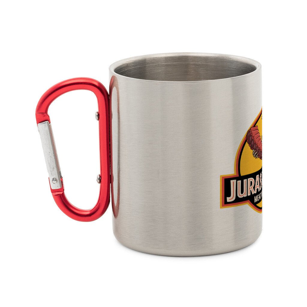 Jurassic Pork – Meat Finds a Way - Edelstahl - Tasse mit Karabiner | Mug | Meatware