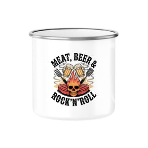 Meat, Beer & Rock N roll - Emaille Tasse | Mug | Meatware