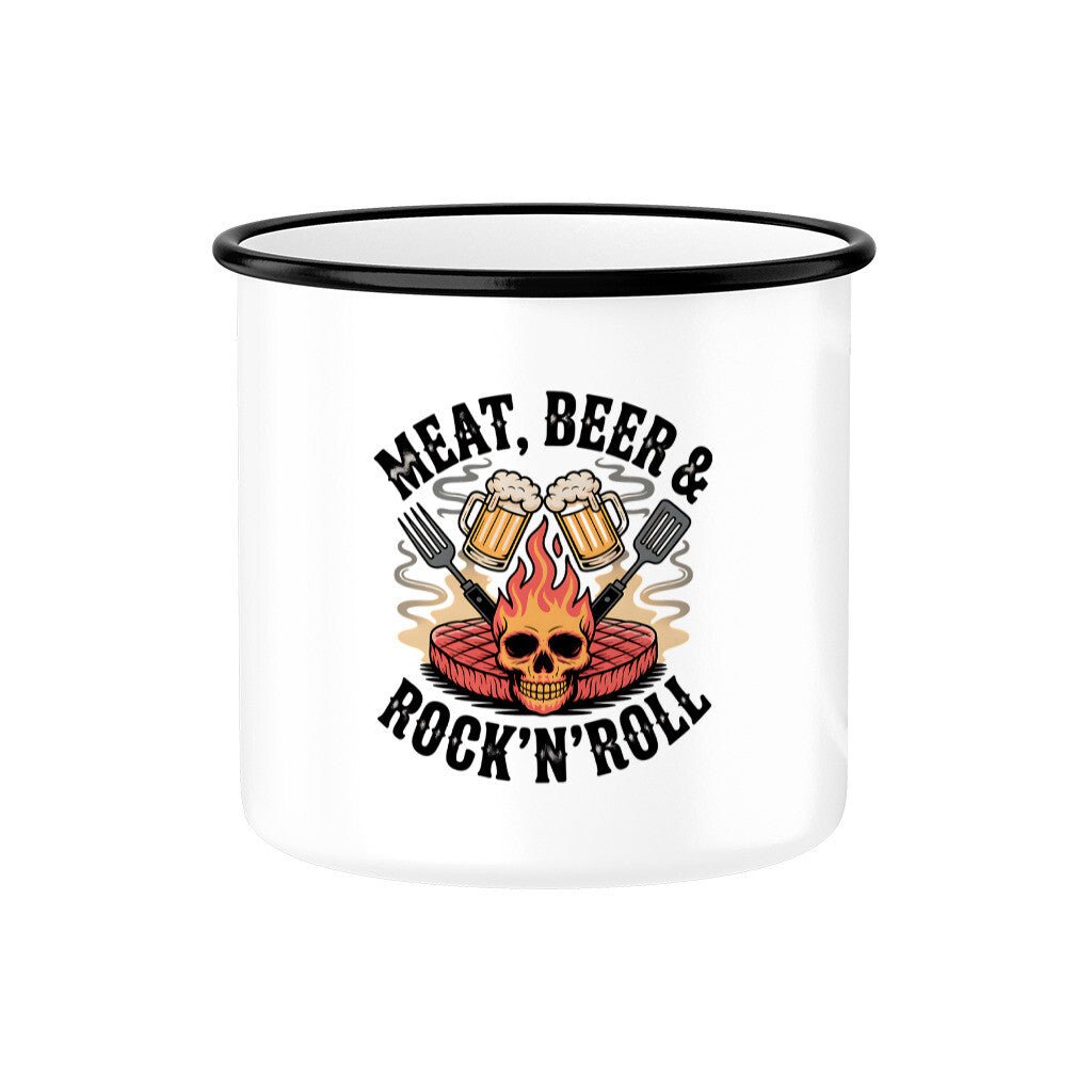 Meat, Beer & Rock N roll - Emaille Tasse | Mug | Meatware