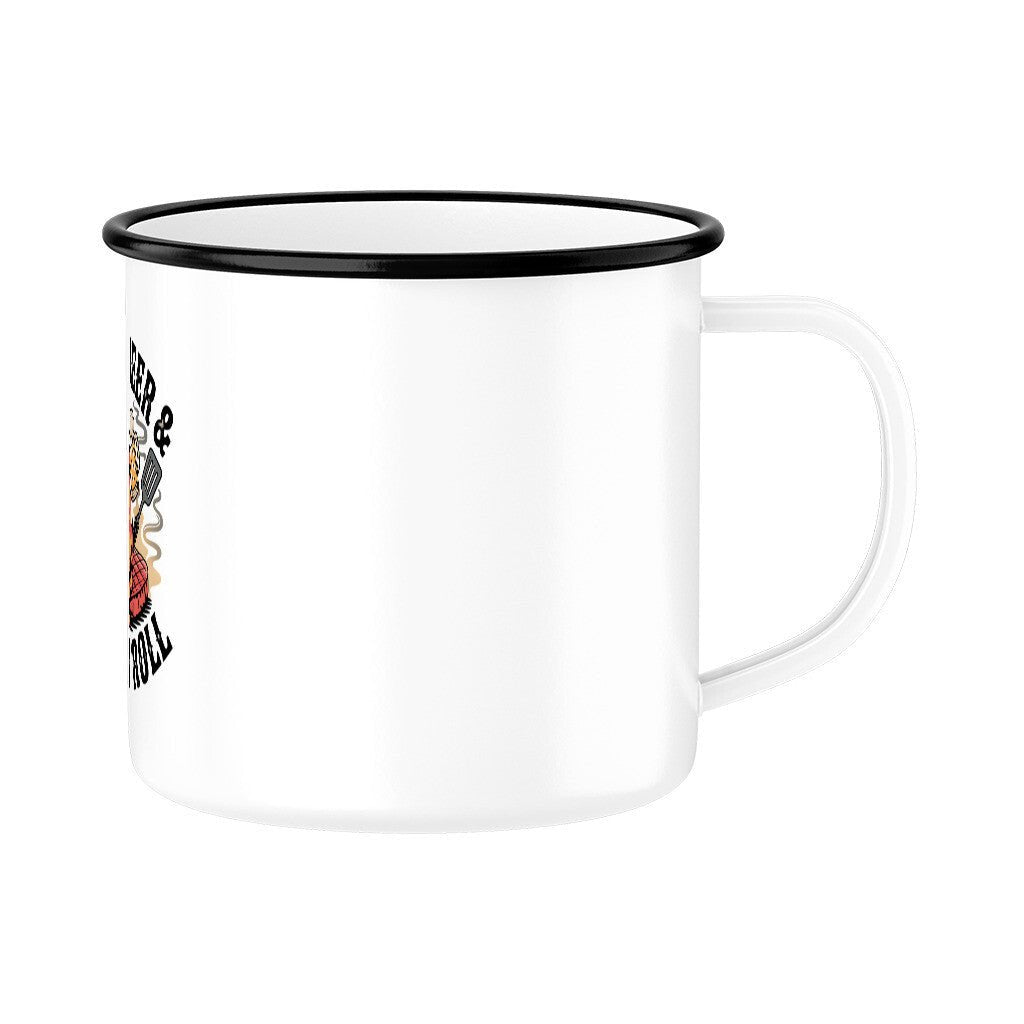 Meat, Beer & Rock N roll - Emaille Tasse | Mug | Meatware