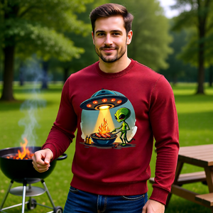 Premium Sweatshirt mit Alien BBQ Intergalactic Grill Session von Meatware im BBQ-Lifestyle Look