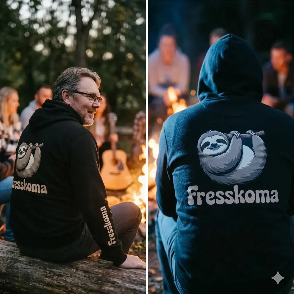 Schwarzer Meatware Hoodie mit Fresskoma-Aufdruck auf Rücken, Brust und beiden Ärmeln.