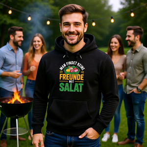Premium Hoodie mit Man findet keine Freunde mit Salat von Meatware im BBQ-Lifestyle Look