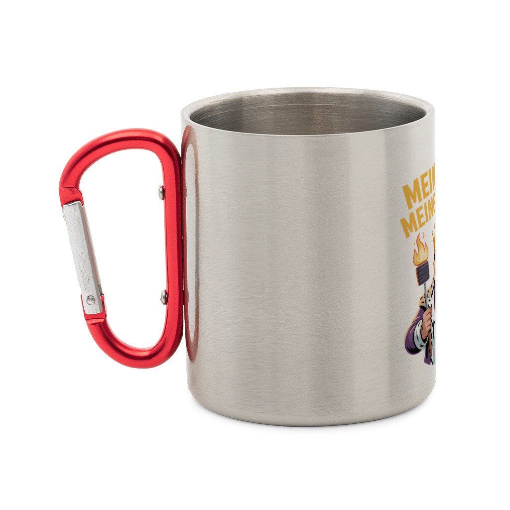 Mein Grill, meine Regeln - Edelstahl - Tasse mit Karabiner | Mug | Meatware