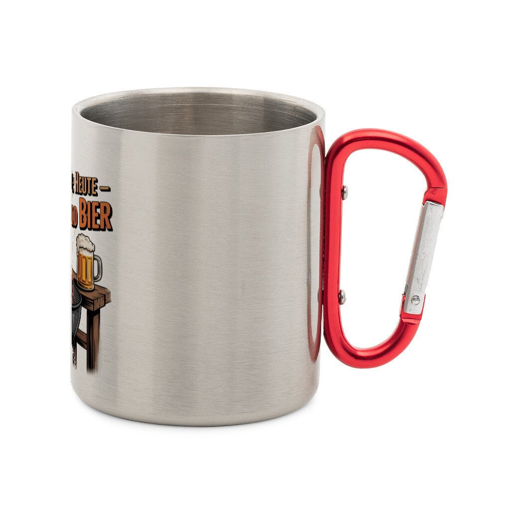Mein Plan für Heute - Grillen und Bier - Edelstahl - Tasse mit Karabiner | Mug | Meatware