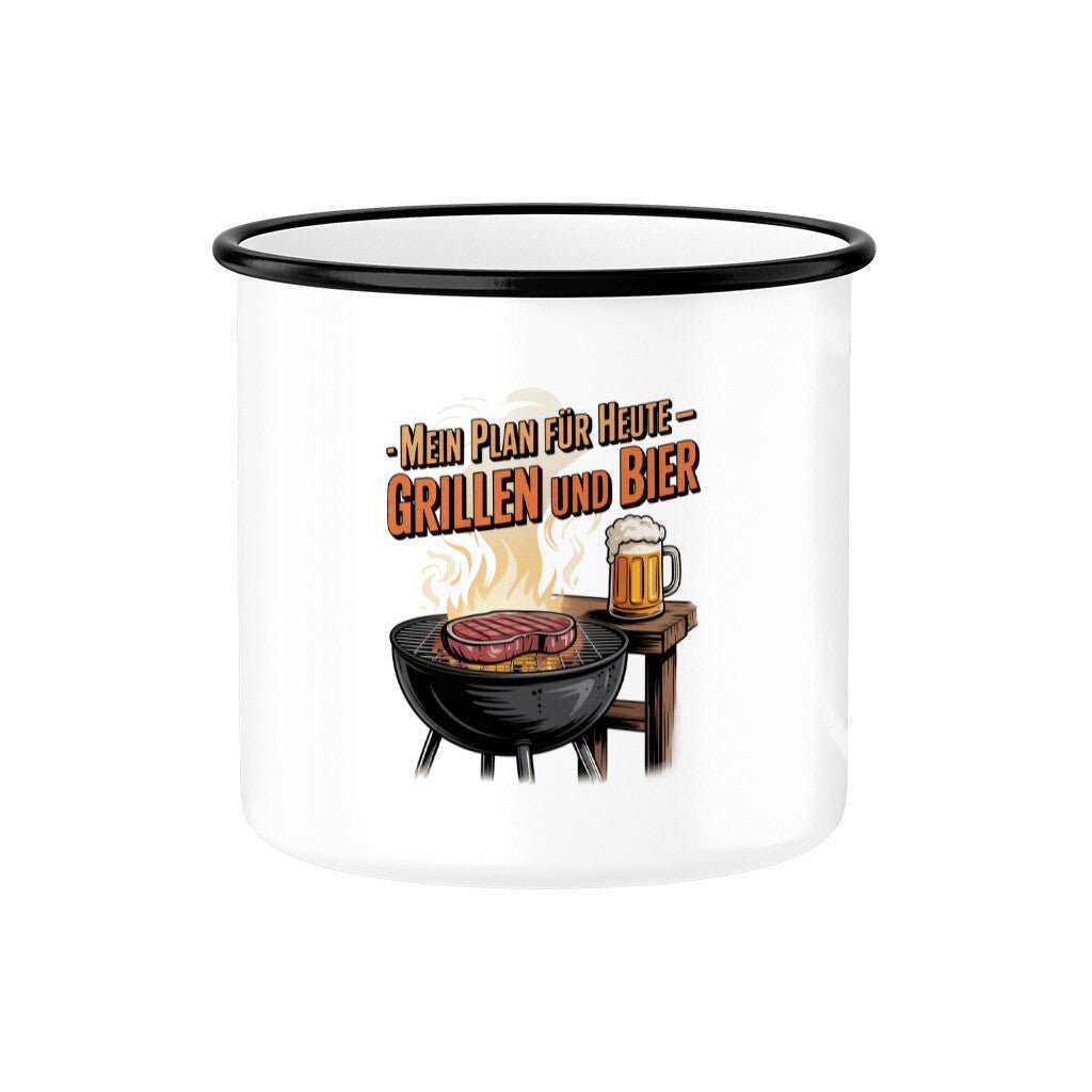 Mein Plan für Heute - Grillen und Bier - Emaille Tasse | Mug | Meatware