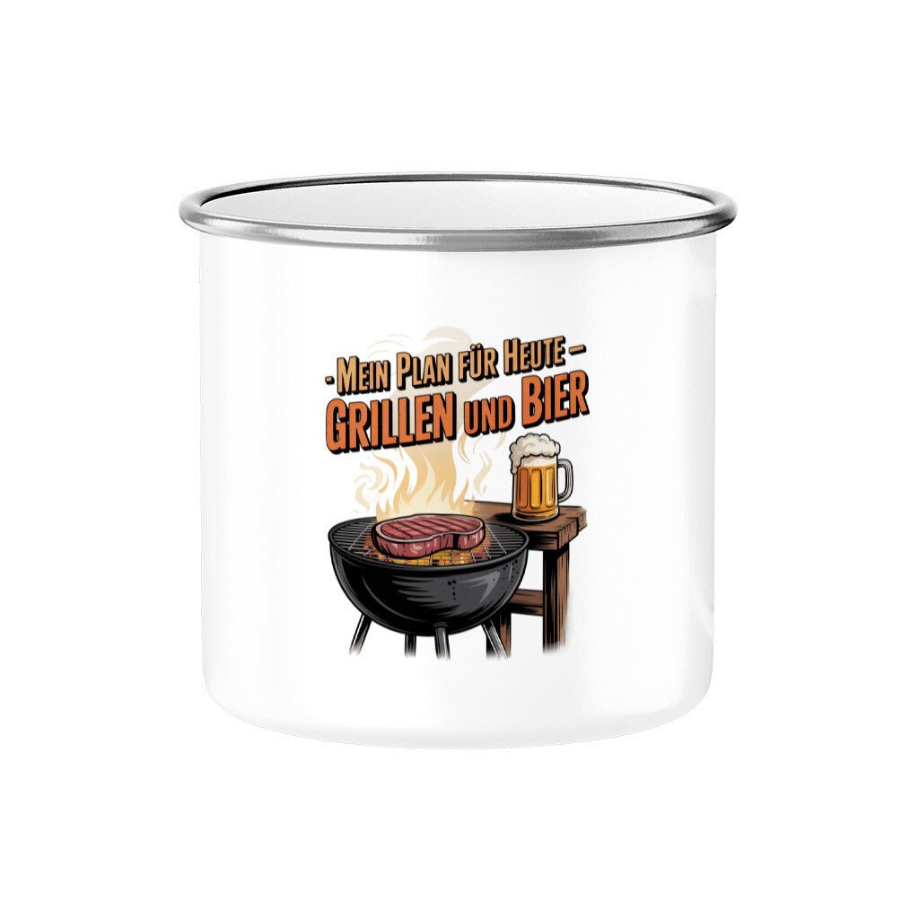 Mein Plan für Heute - Grillen und Bier - Emaille Tasse | Mug | Meatware