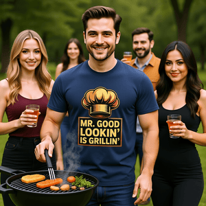 Mr.Good Lookin is Grillin - HigherBlanks Premium T-Shirt | T-Shirt | Meatware