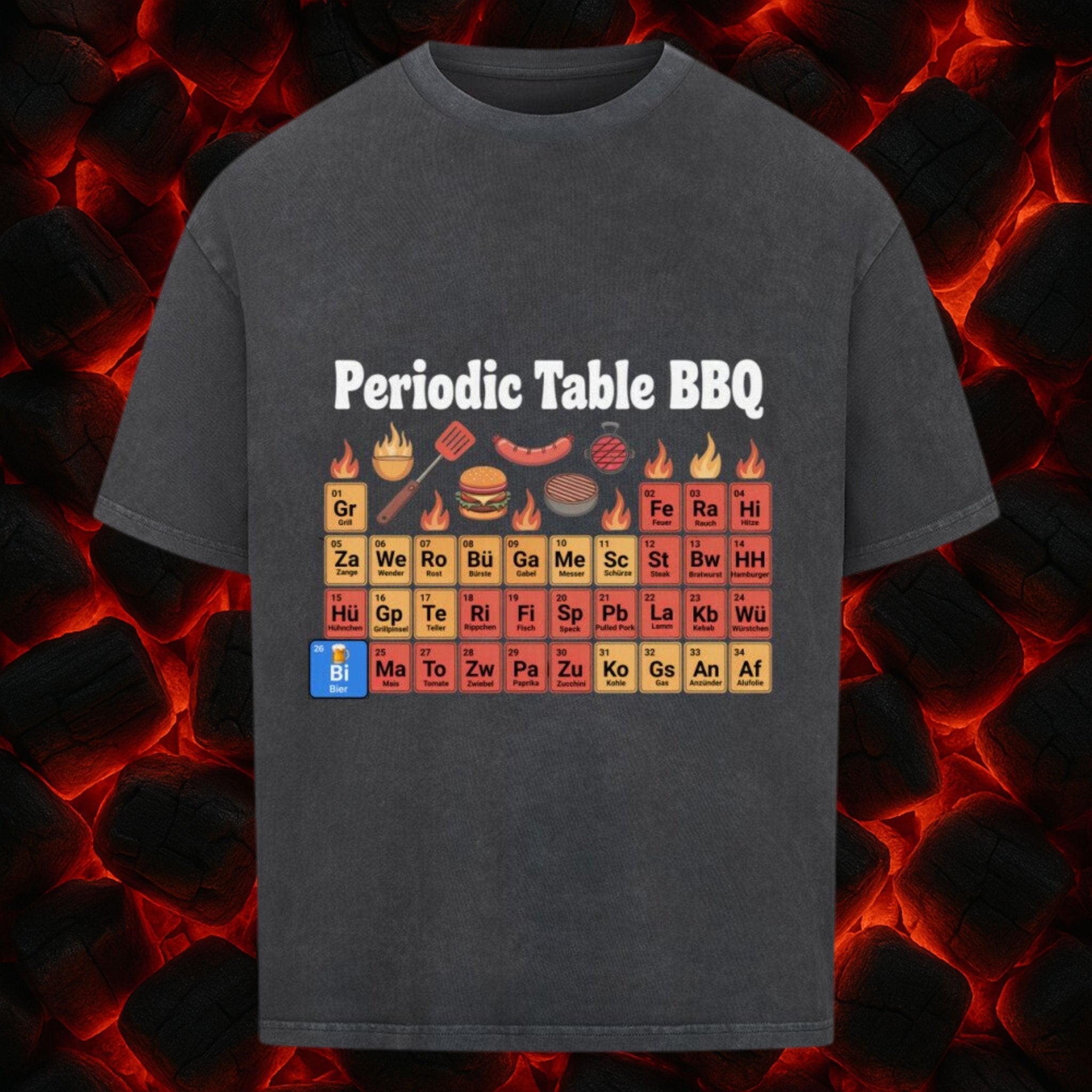 Periodentabelle des Grillens - VACANCY Oversized Shirt | T-Shirt | Meatware