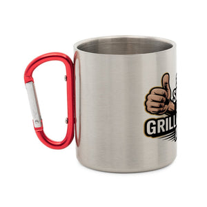So sieht ein Grillmeister aus - Edelstahl - Tasse mit Karabiner | Mug | Meatware