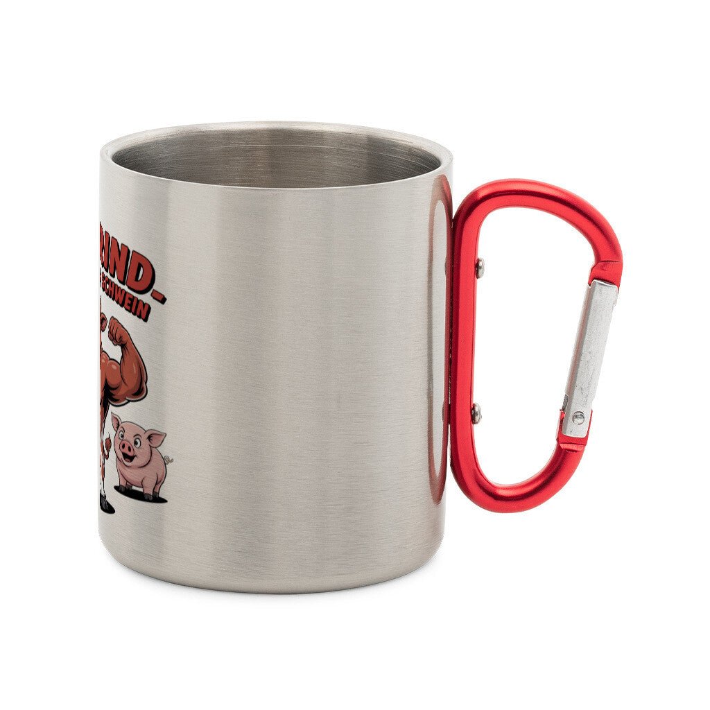 Team Rind - Gegen Huhn & Schwein - Edelstahl - Tasse mit Karabiner | Mug | Meatware