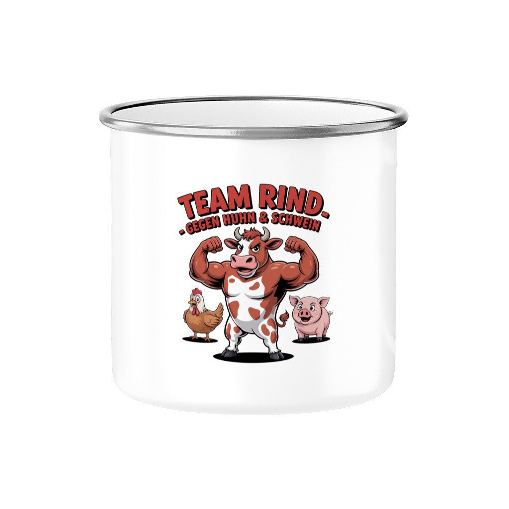 Team Rind - gegen Huhn & Schwein - Emaille Tasse | Mug | Meatware