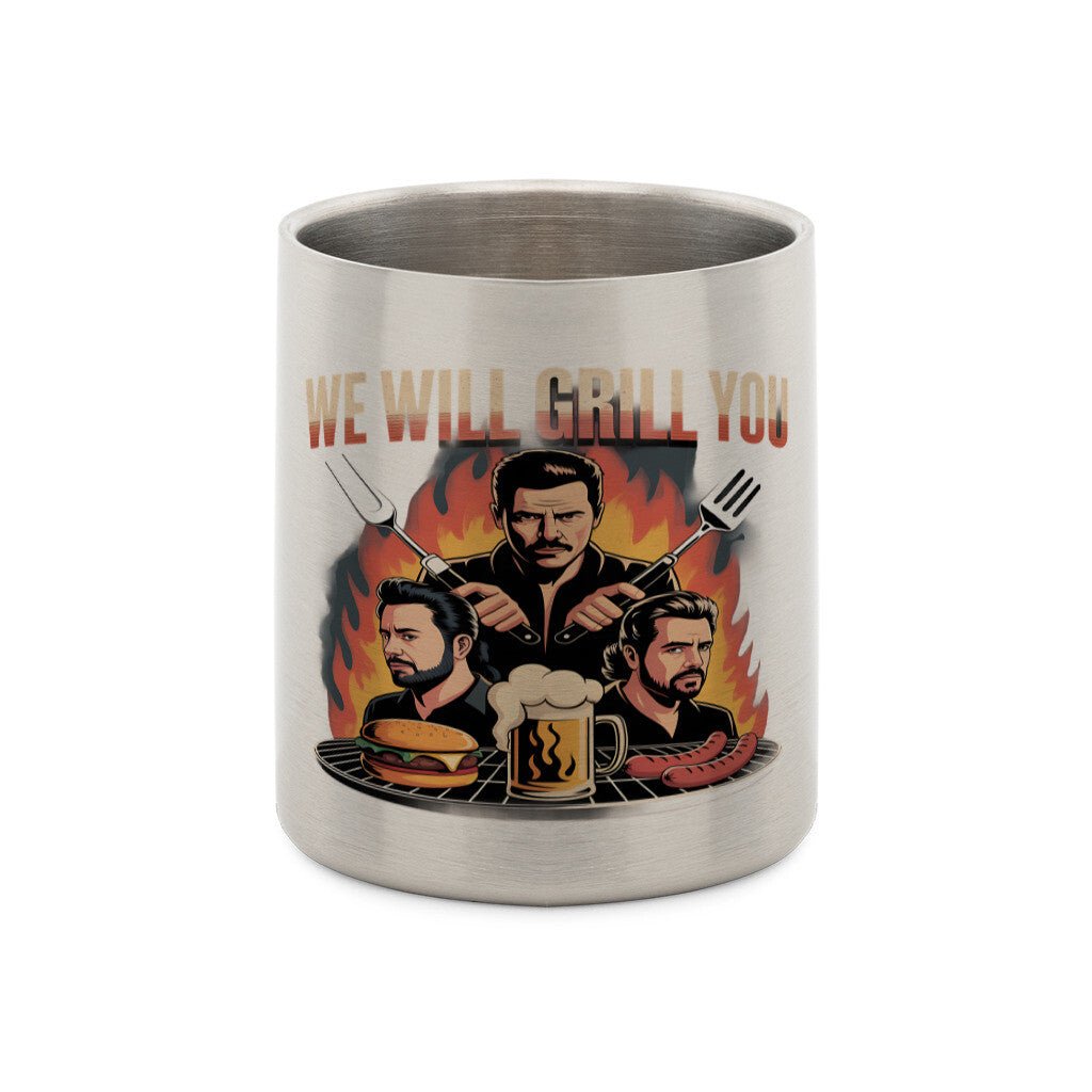 We will grill you - Edelstahl - Tasse mit Karabiner | Mug | Meatware