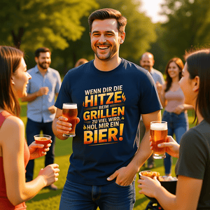 Wenn dir die Hitze beim Grillen zu viel wird, hol mir ein Bier! - HigherBlanks Premium T-Shirt | T-Shirt | Meatware
