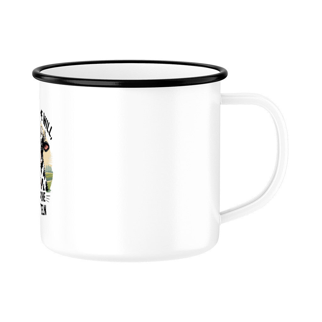 Wer Sahne will, muss Kühe schütteln - Emaille Tasse | Mug | Meatware