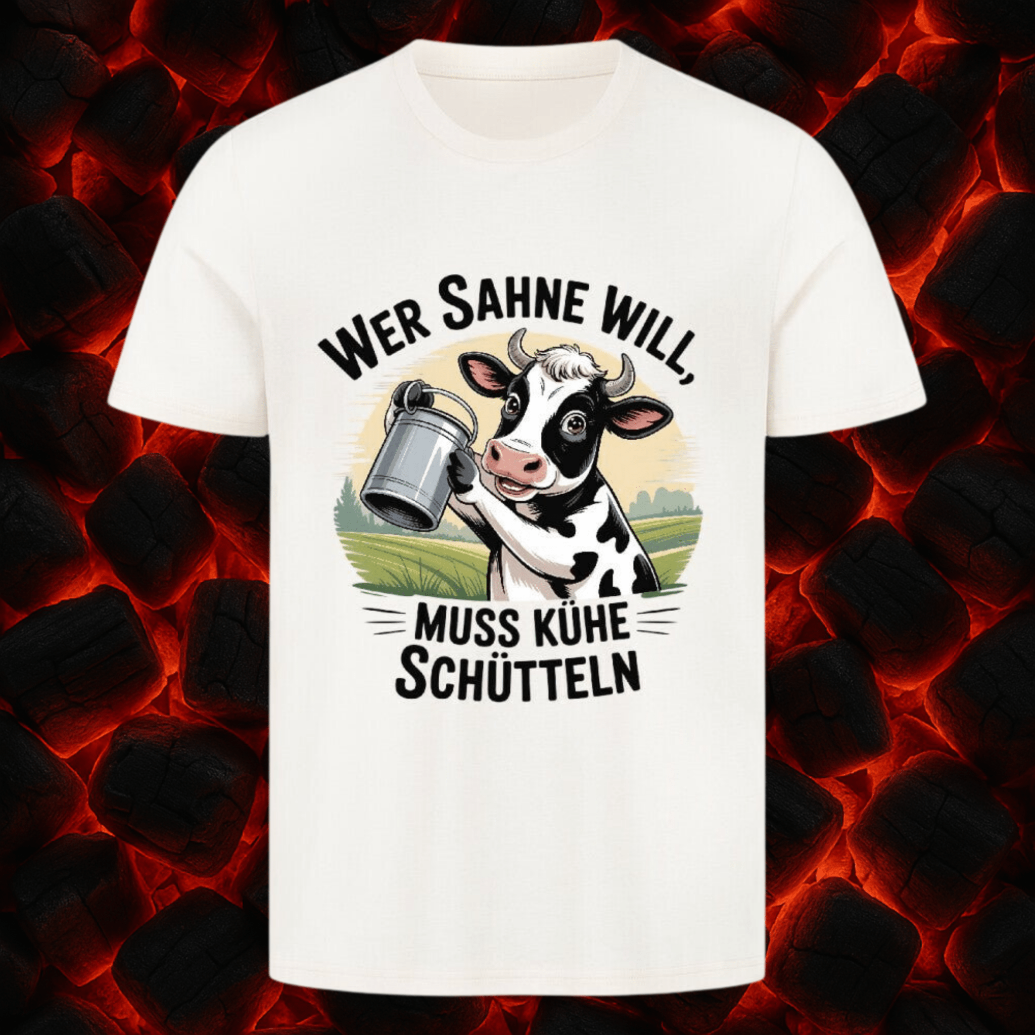 Wer Sahne will, muss Kühe schütteln - HigherBlanks Premium T-Shirt | T-Shirt | Meatware