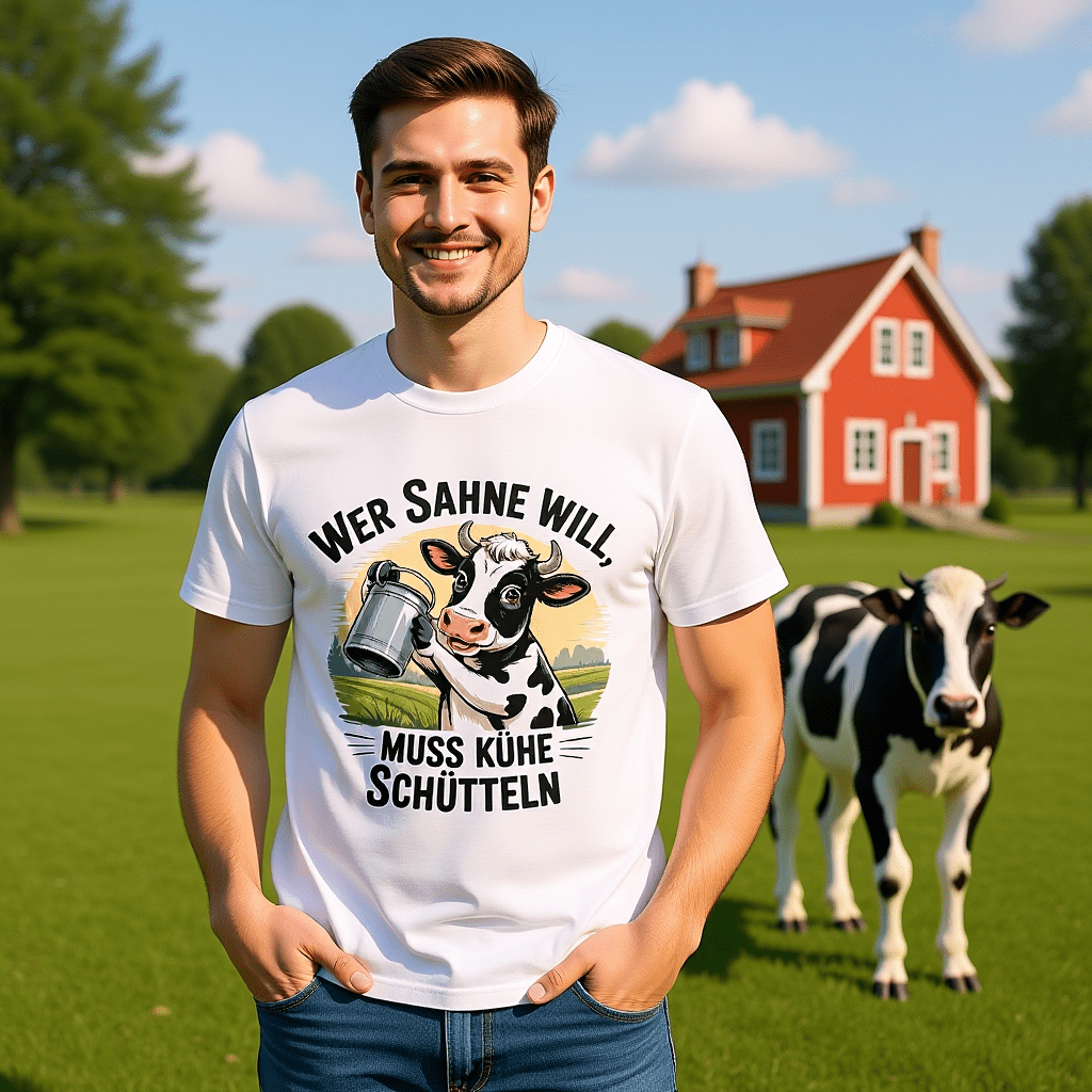Wer Sahne will, muss Kühe schütteln - HigherBlanks Premium T-Shirt | T-Shirt | Meatware